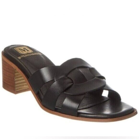 NWOB Bruno Magli Aria Block Heel Slide Sandal Black Size 9.5 - Picture 1 of 11